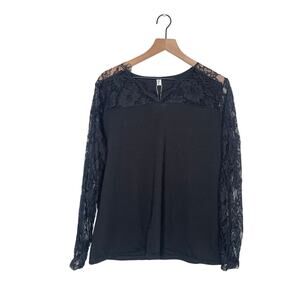 NWT Lace Sheer Long Sleeve Top 4XL V Neck Minimalist Whimsygoth Night Out